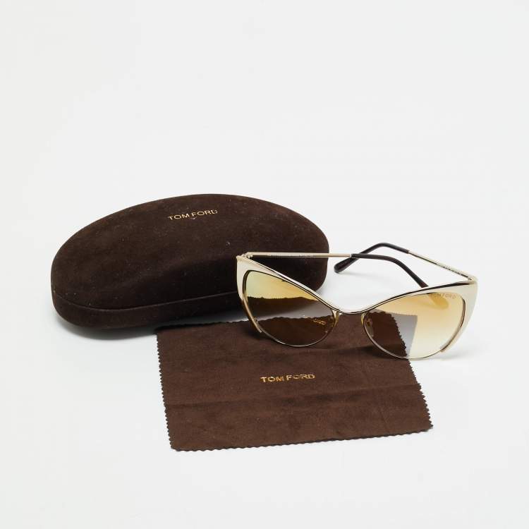 Pre Owned Tom Ford Gold Gradient Mirrored TF304 Natasya Cat Eye Sunglasses