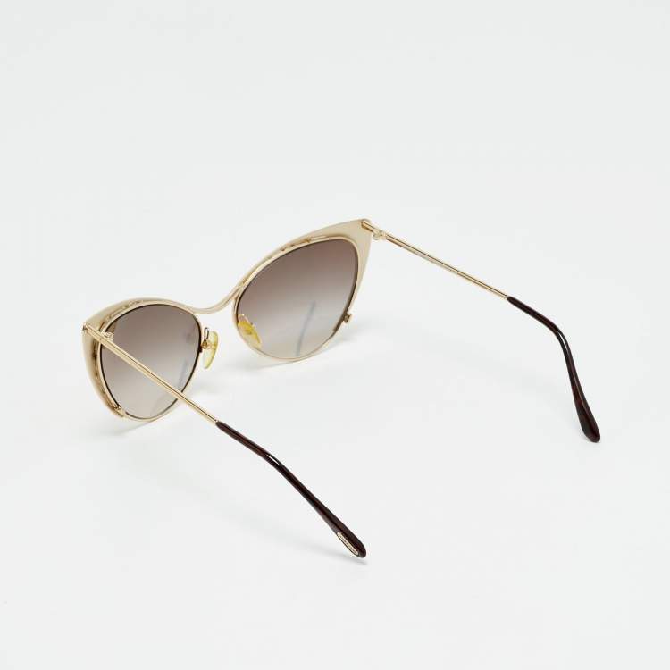 Pre Owned Tom Ford Gold Gradient Mirrored TF304 Natasya Cat Eye Sunglasses