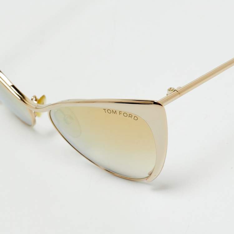 Pre Owned Tom Ford Gold Gradient Mirrored TF304 Natasya Cat Eye Sunglasses