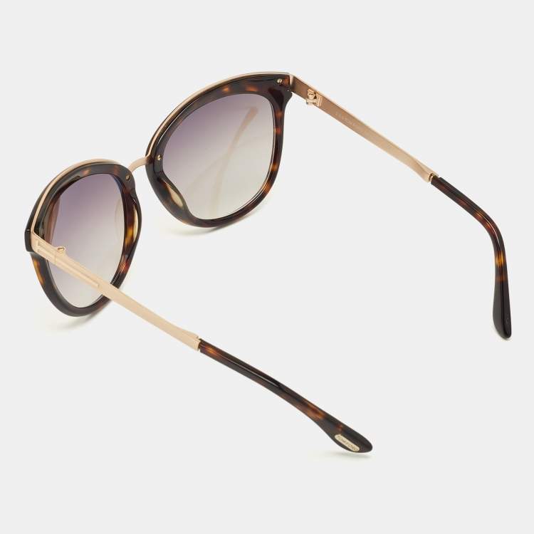 Pre Owned Tom Ford Tortoise Brown Gradient Emma TF 461 Cat Eye Sunglasses
