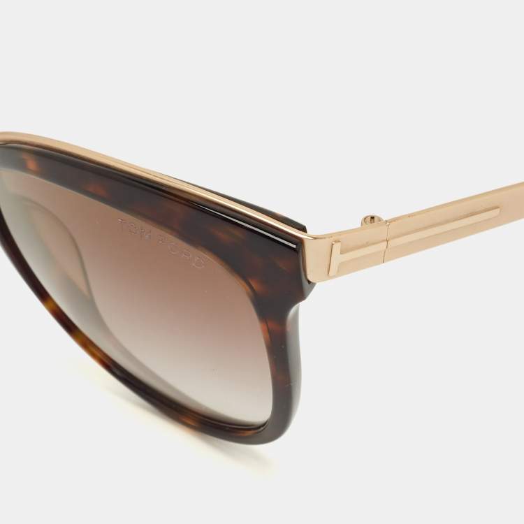 Pre Owned Tom Ford Tortoise Brown Gradient Emma TF 461 Cat Eye Sunglasses