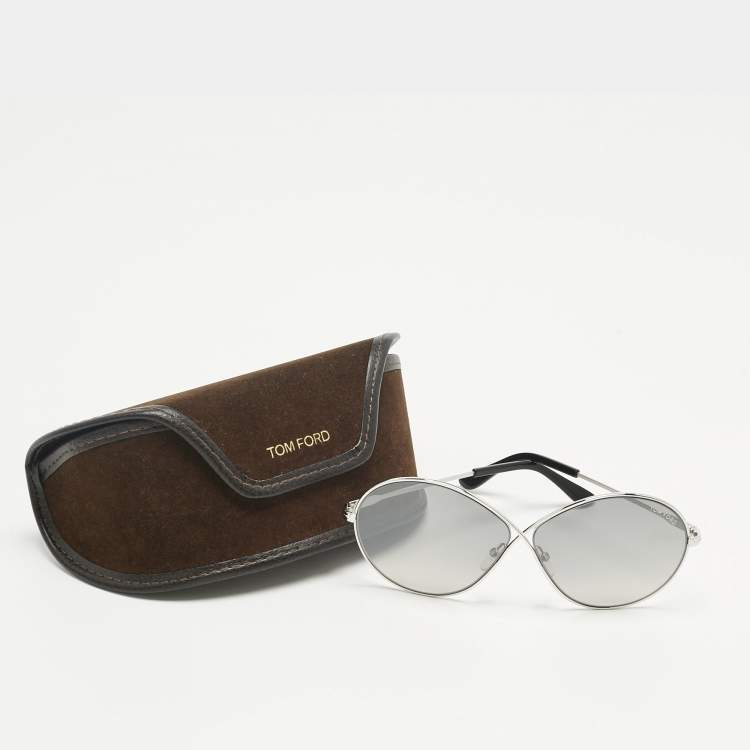 Pre Owned Tom Ford Grey/Silver Tone Gradient Rania 02 TF564 Oversized Sunglasses