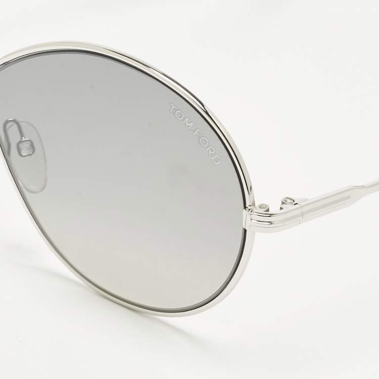 Pre Owned Tom Ford Grey/Silver Tone Gradient Rania 02 TF564 Oversized Sunglasses
