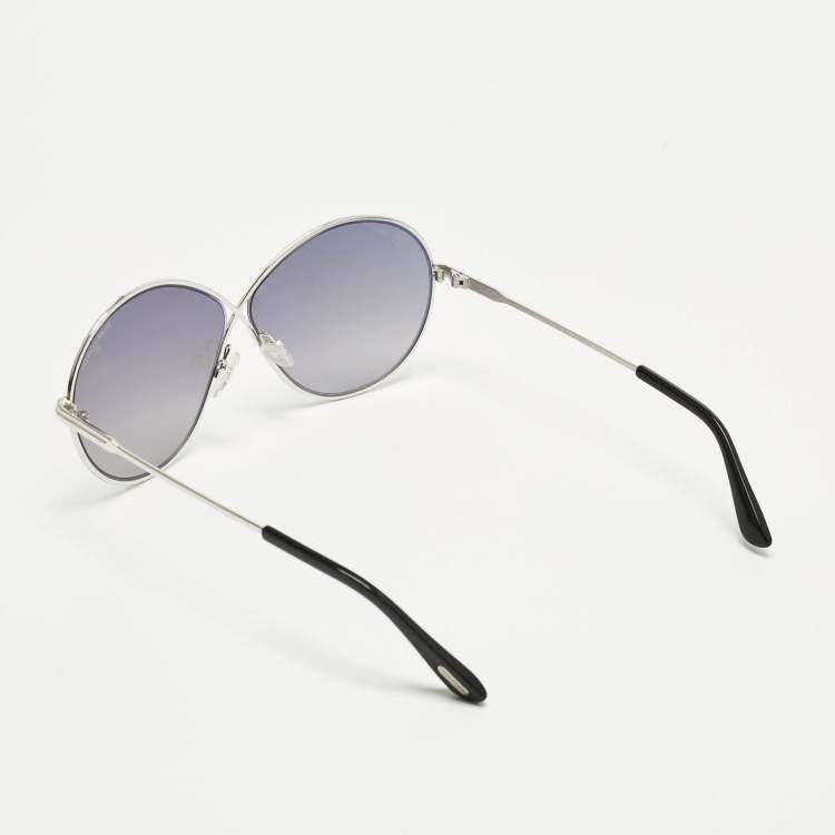 Pre Owned Tom Ford Grey/Silver Tone Gradient Rania 02 TF564 Oversized Sunglasses