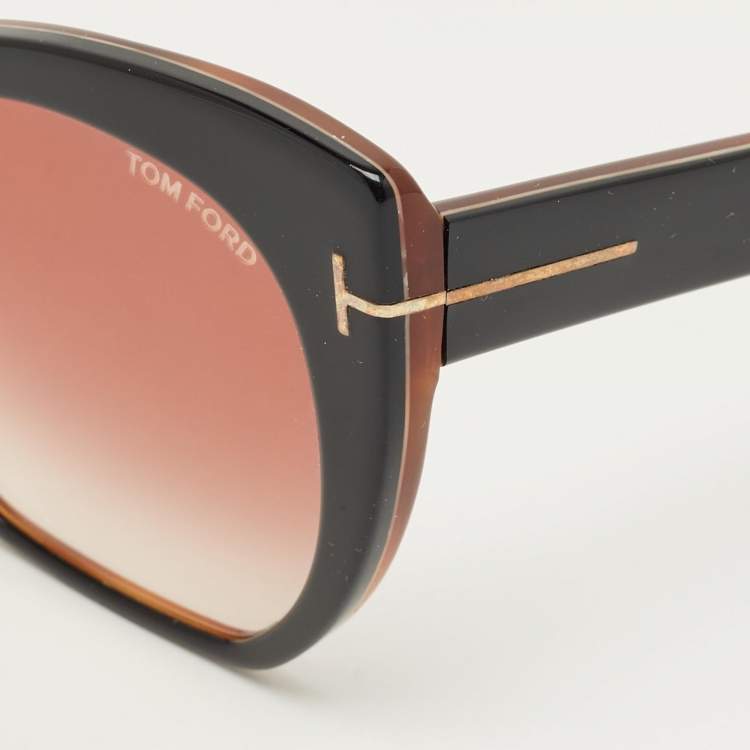 Pre Owned Tom Ford Brown Gradient Samantha TF553 Cat Eye Sunglasses
