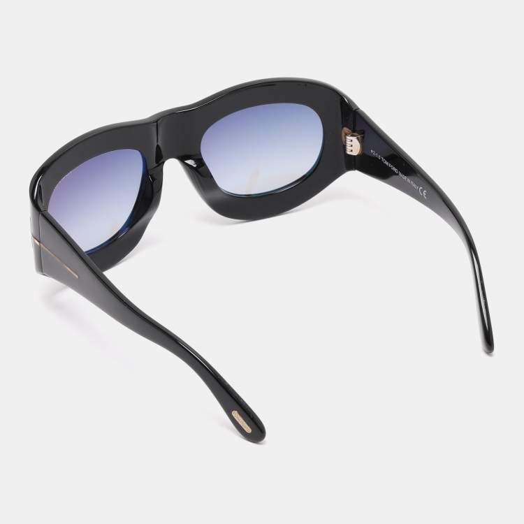 Pre Owned Tom Ford Black/Blue Gradient Acetate FT0403 01V Mila Sunglasses 