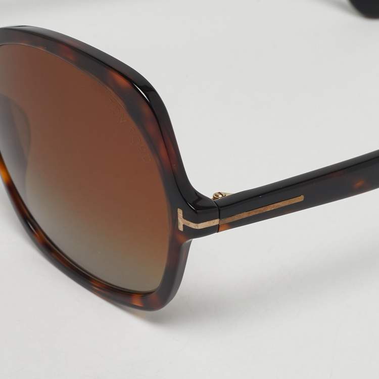 Pre Owned Tom Ford Tortoiseshell Brown TF 1013 Rosemin Oversized Sunglasses