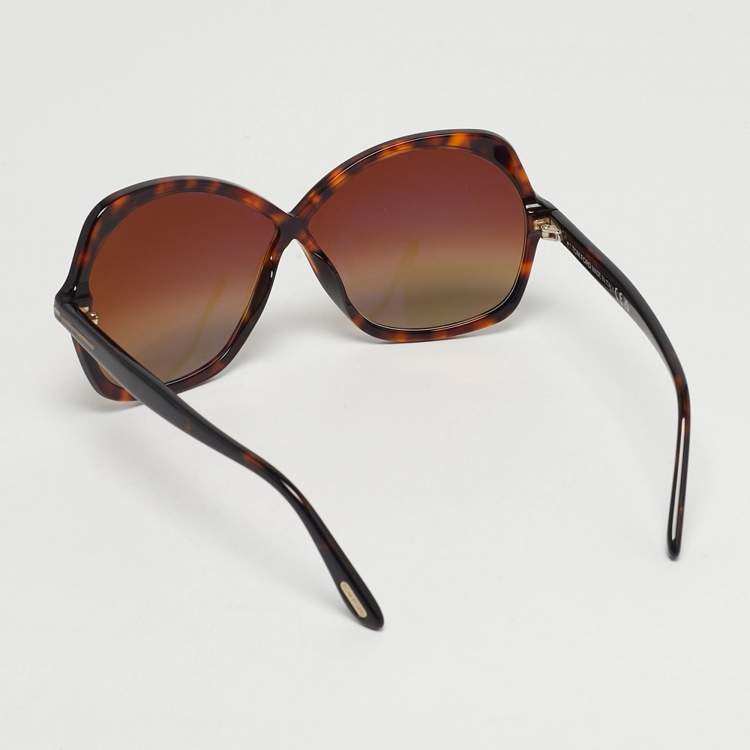 Pre Owned Tom Ford Tortoiseshell Brown TF 1013 Rosemin Oversized Sunglasses