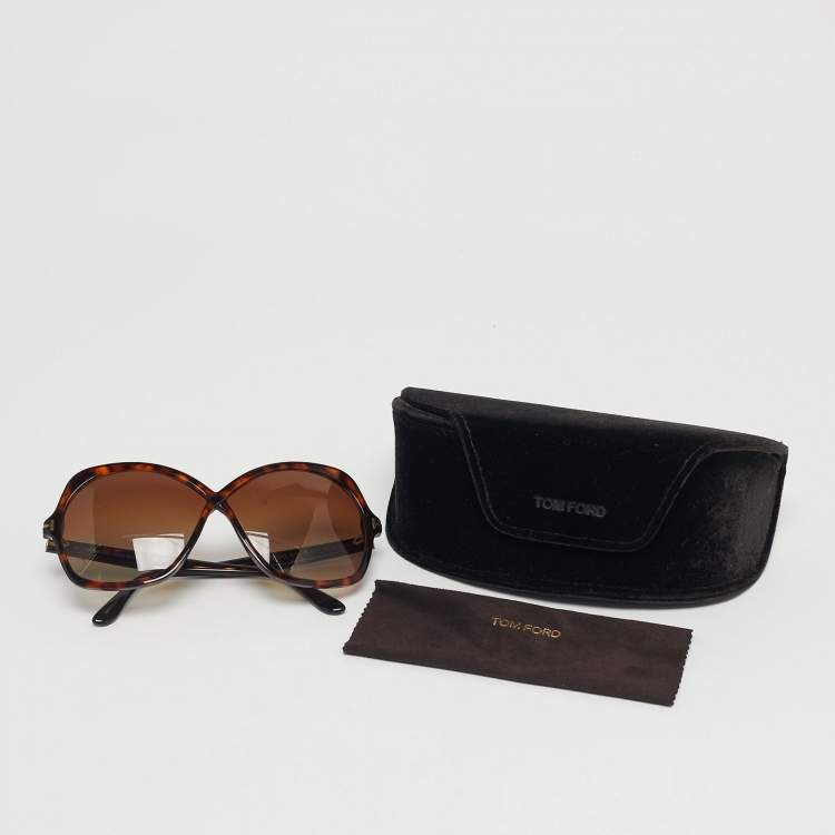 Pre Owned Tom Ford Tortoiseshell Brown TF 1013 Rosemin Oversized Sunglasses