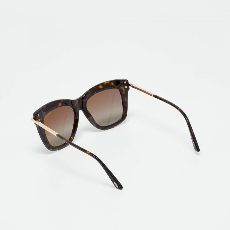 Pre Owned نظارة شمسية توم فورد داشا مربعة متدرجة بنية TF 822