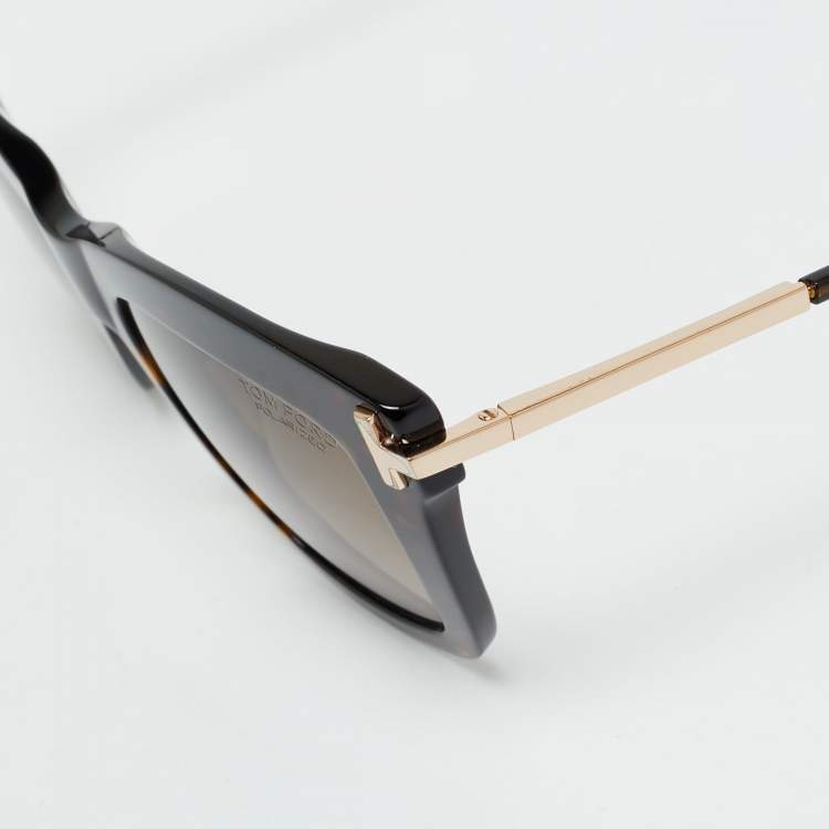 Pre Owned نظارة شمسية توم فورد داشا مربعة متدرجة بنية TF 822