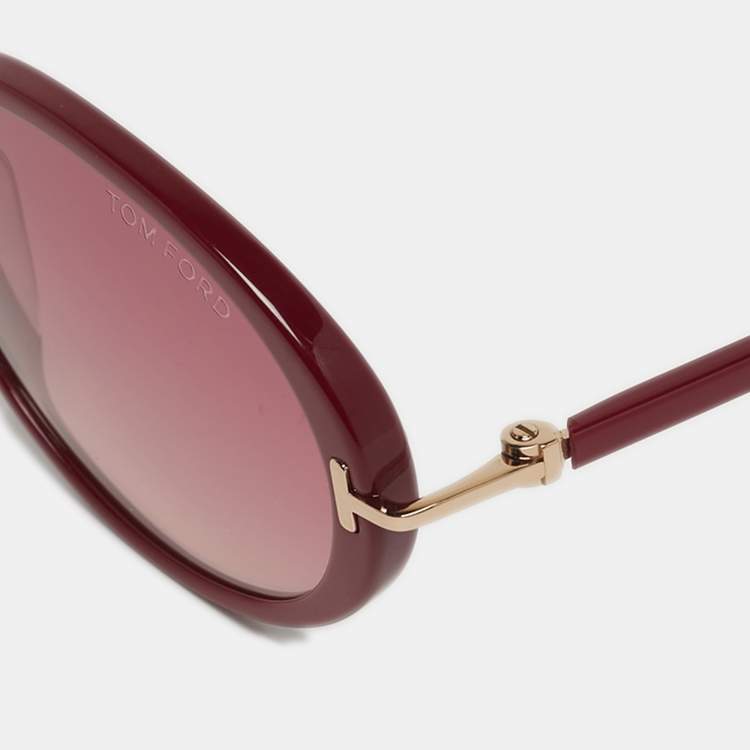 Pre Owned Tom Ford Burgundy TF922 Raquel 02 Oval Sunglasses