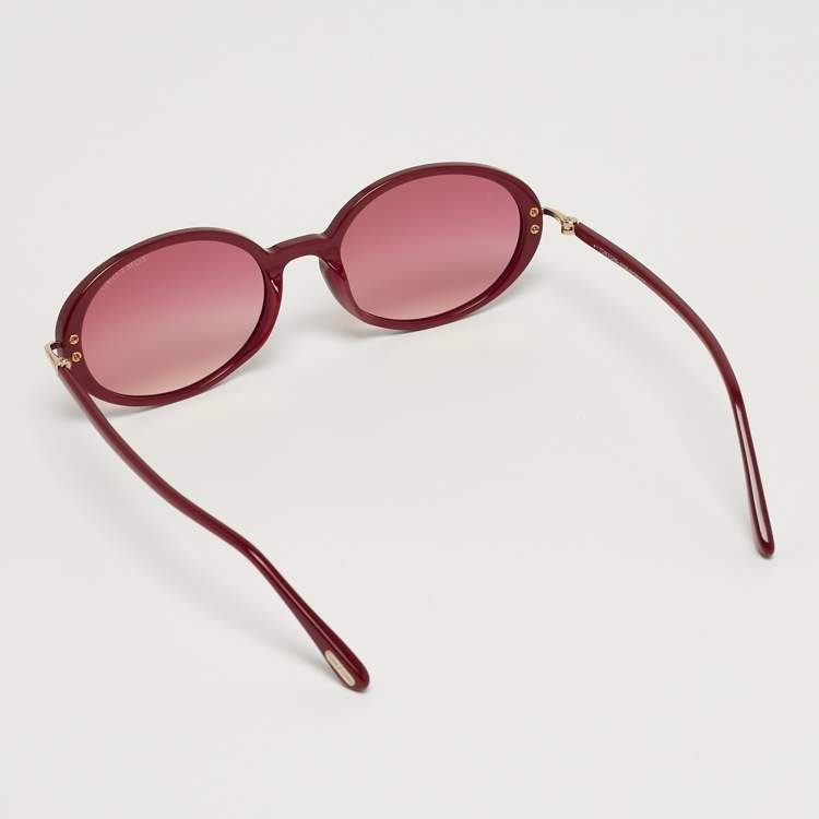 Pre Owned Tom Ford Burgundy TF922 Raquel 02 Oval Sunglasses