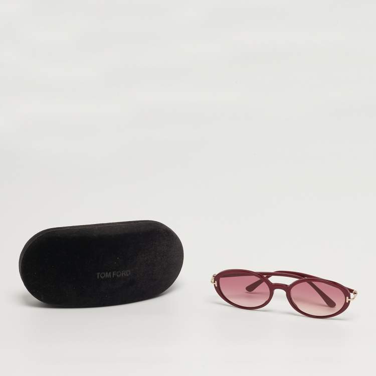 Pre Owned Tom Ford Burgundy TF922 Raquel 02 Oval Sunglasses
