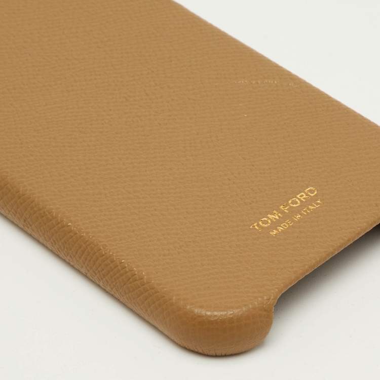 Pre Owned Tom Ford Sand Brown Leather iPhone 12 Pro Phone Cover