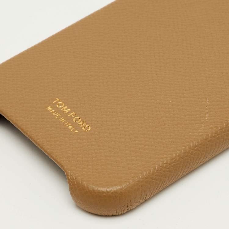 Pre Owned Tom Ford Sand Brown Leather iPhone 12 Pro Phone Cover