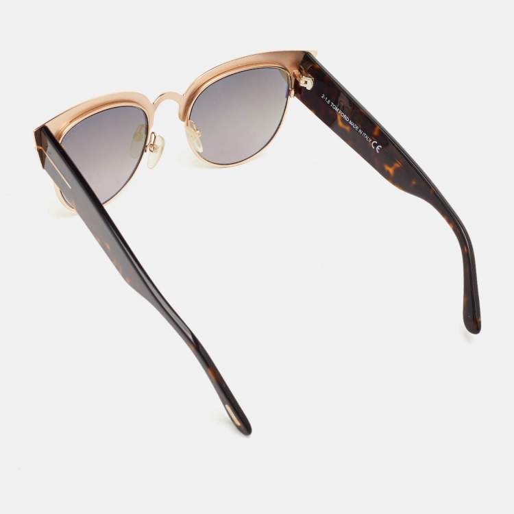 Pre Owned Tom Ford Brown/ Tortoise Acetate Rose Gold Tone Sunglasses