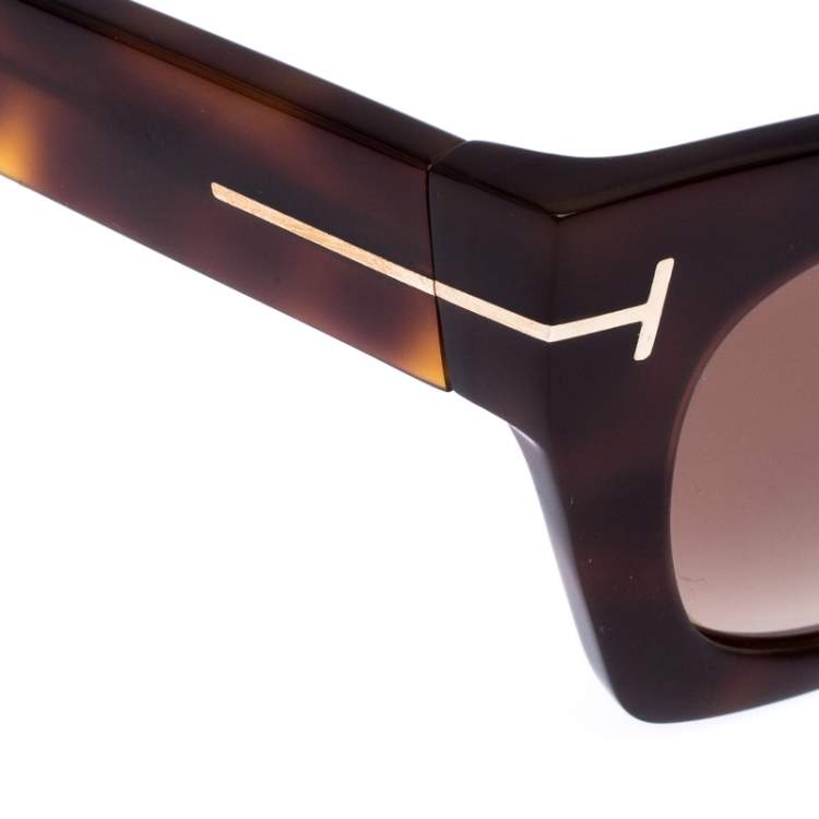 Pre Owned Tom Ford Light Brown Tortoise Kasia Cat Eye Sunglasses