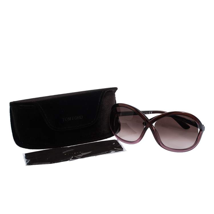 Pre Owned Tom Ford Burgundy/ Brown Gradient TF9297 Sandra Butterfly Sunglasses