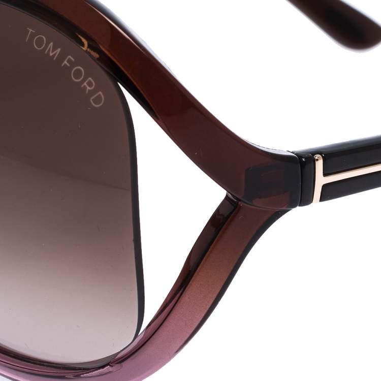 Pre Owned Tom Ford Burgundy/ Brown Gradient TF9297 Sandra Butterfly Sunglasses
