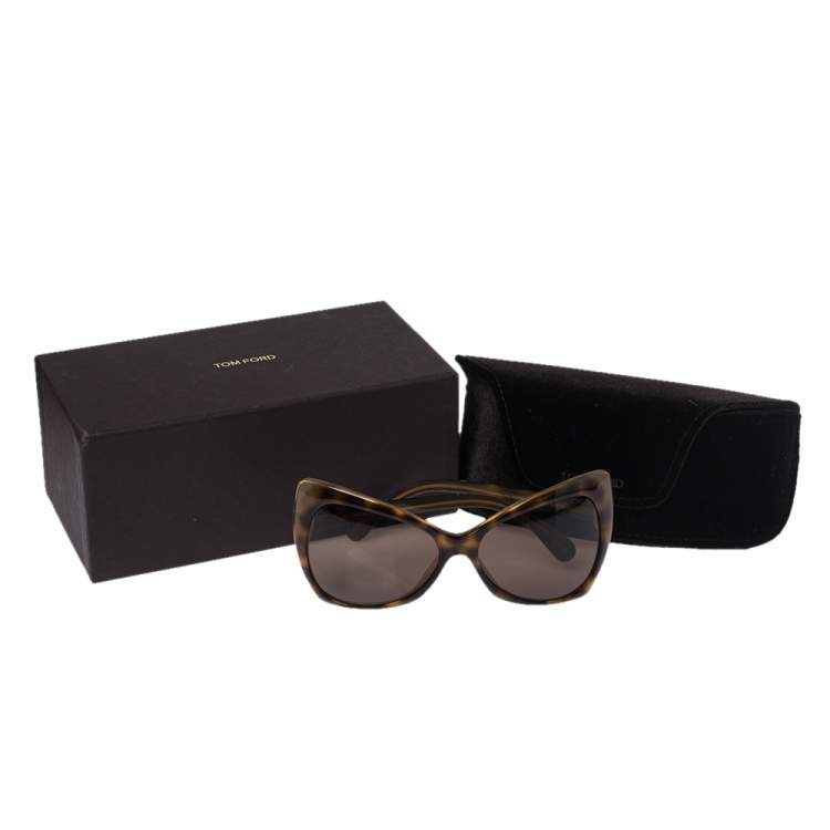 Pre Owned Tom Ford Brown Havana / Brown TF175 Nico Butterfly Sunglasses