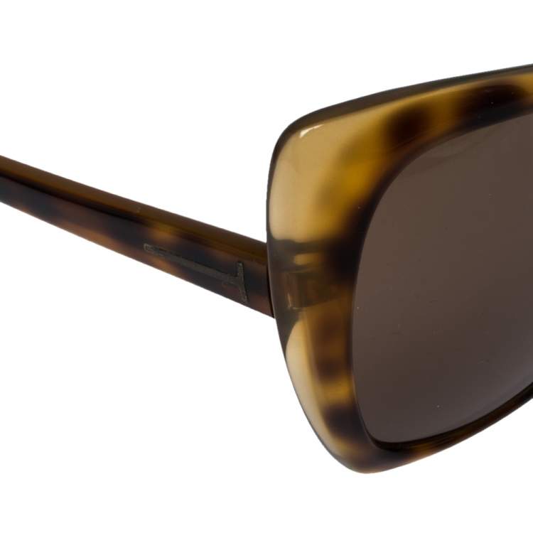 Pre Owned Tom Ford Brown Havana / Brown TF175 Nico Butterfly Sunglasses