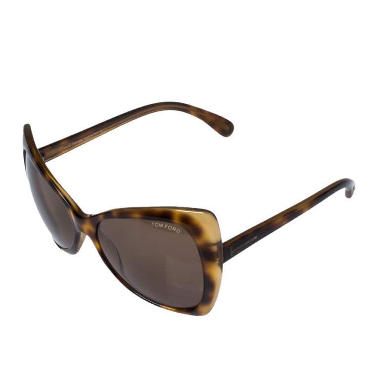 Pre Owned Tom Ford Brown Havana / Brown TF175 Nico Butterfly Sunglasses