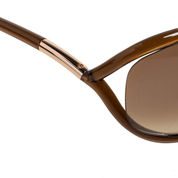 Pre Owned Tom Ford Dark Havana/ Brown Gradient TF008 Jennifer Soft square Sunglasses