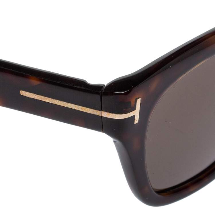 Pre Owned Tom Ford Brown Tortoise Snowdon Wayfarer Sunglasses