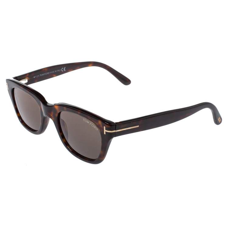 Pre Owned Tom Ford Brown Tortoise Snowdon Wayfarer Sunglasses