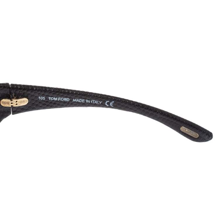 Pre Owned Tom Ford Black Natasha Textured Leather Shield Sunglasses