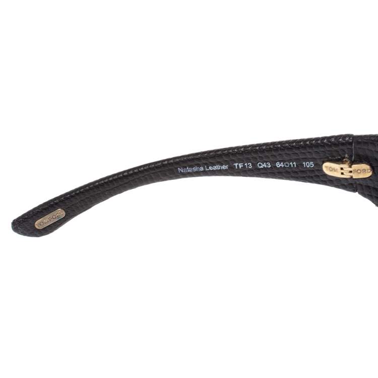 Pre Owned Tom Ford Black Natasha Textured Leather Shield Sunglasses