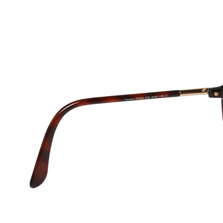 Pre Owned Tom Ford Brown Havana/ Grey Gradient TF454 Tamara Butterfly Sunglasses