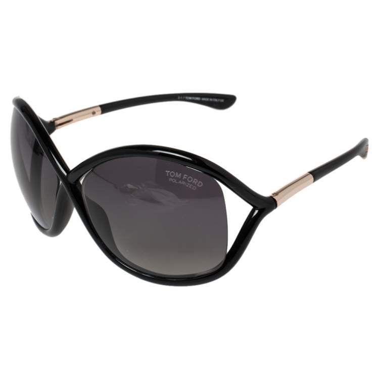 Pre Owned Tom Ford Black / Smoke Gradient Polarized FT0009 Whitney Oversized Sunglasses