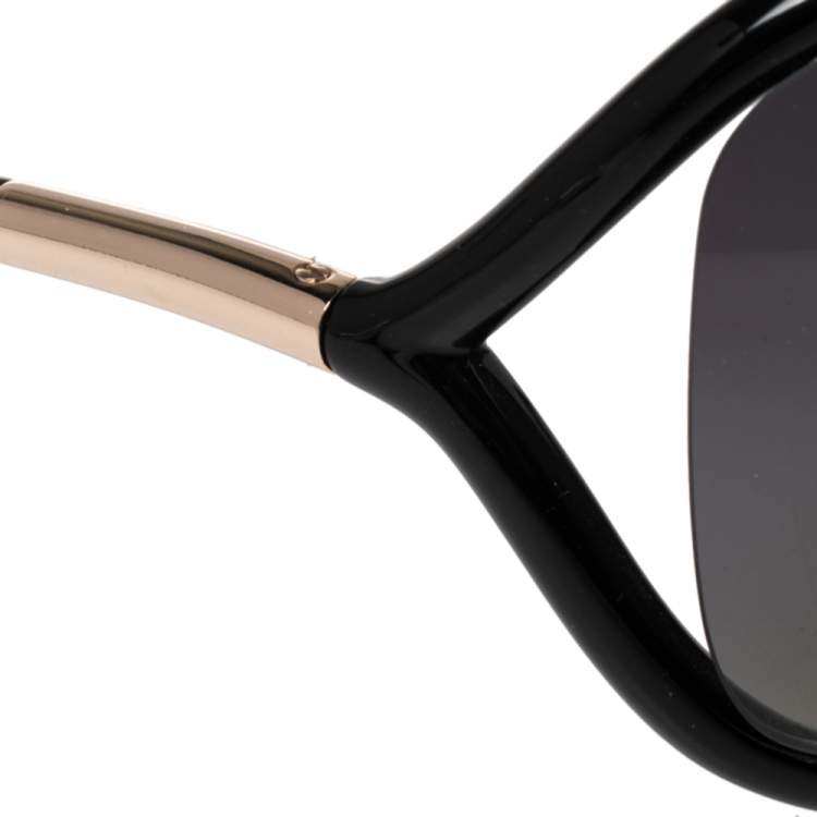 Pre Owned Tom Ford Black / Smoke Gradient Polarized FT0009 Whitney Oversized Sunglasses