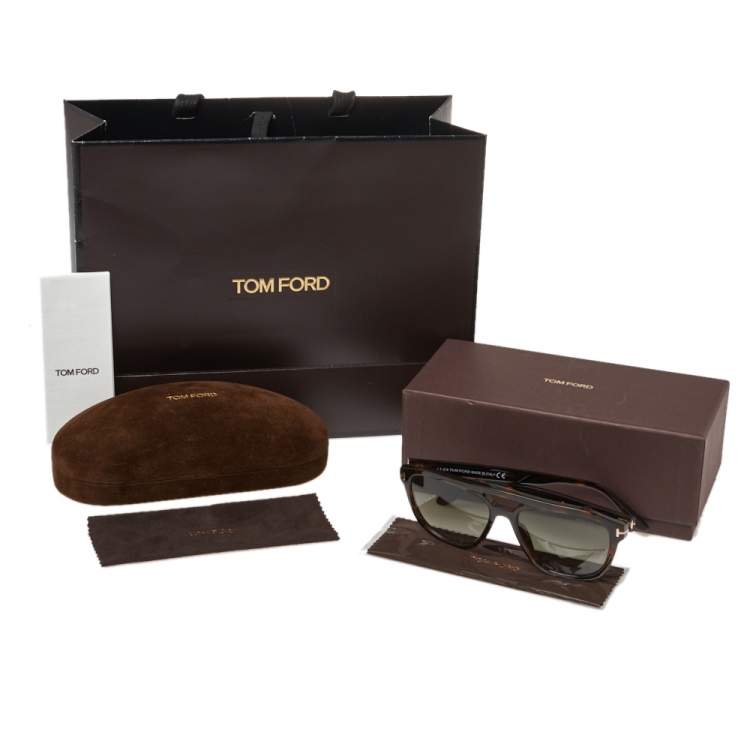 Pre Owned Tom Ford Havana/ Khaki Gradient FT0776 Gerrard Square Sunglasses