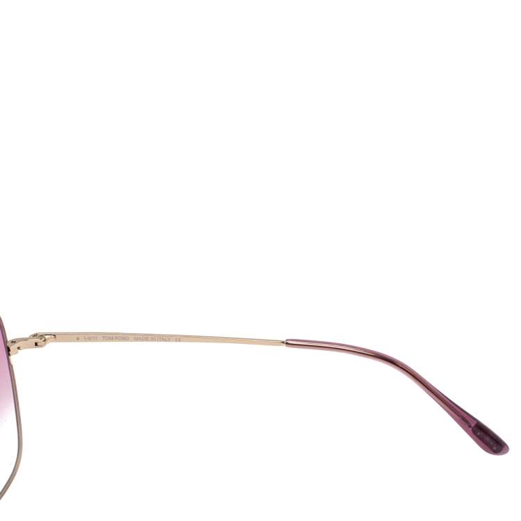 Pre Owned Tom Ford Rose Gold Tone/ Pink Gradient TF250 Colette Butterfly Sunglasses