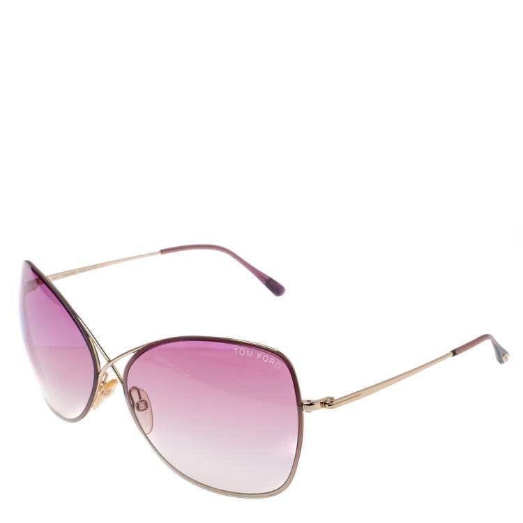 Pre Owned Tom Ford Rose Gold Tone/ Pink Gradient TF250 Colette Butterfly Sunglasses