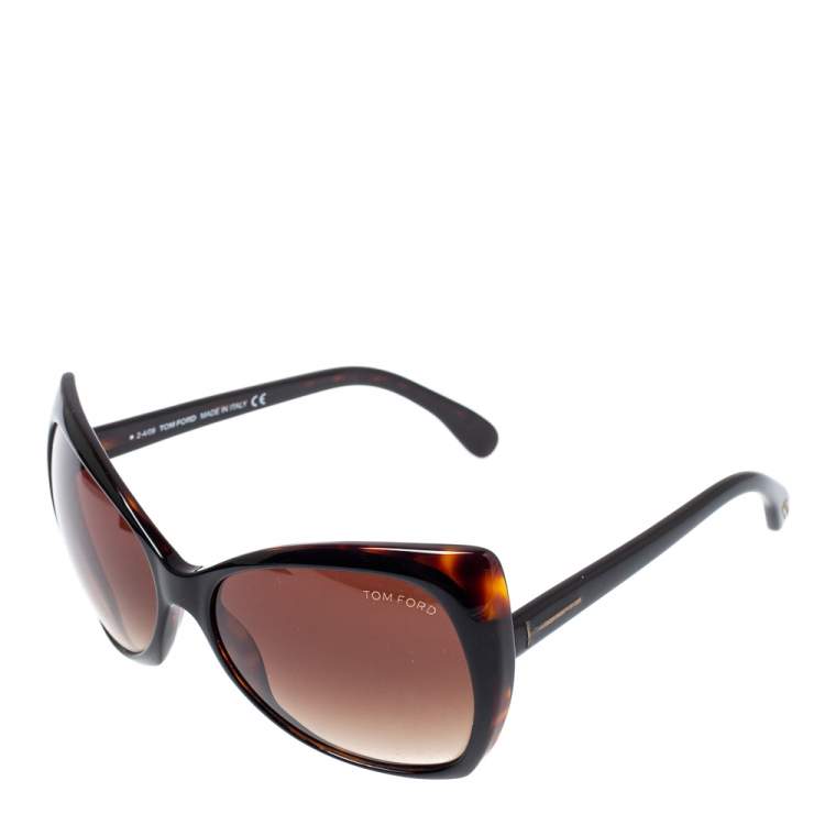 Pre Owned Tom Ford Dark Havana/ Brown Gradient TF175 Nico Oversized Sunglasses
