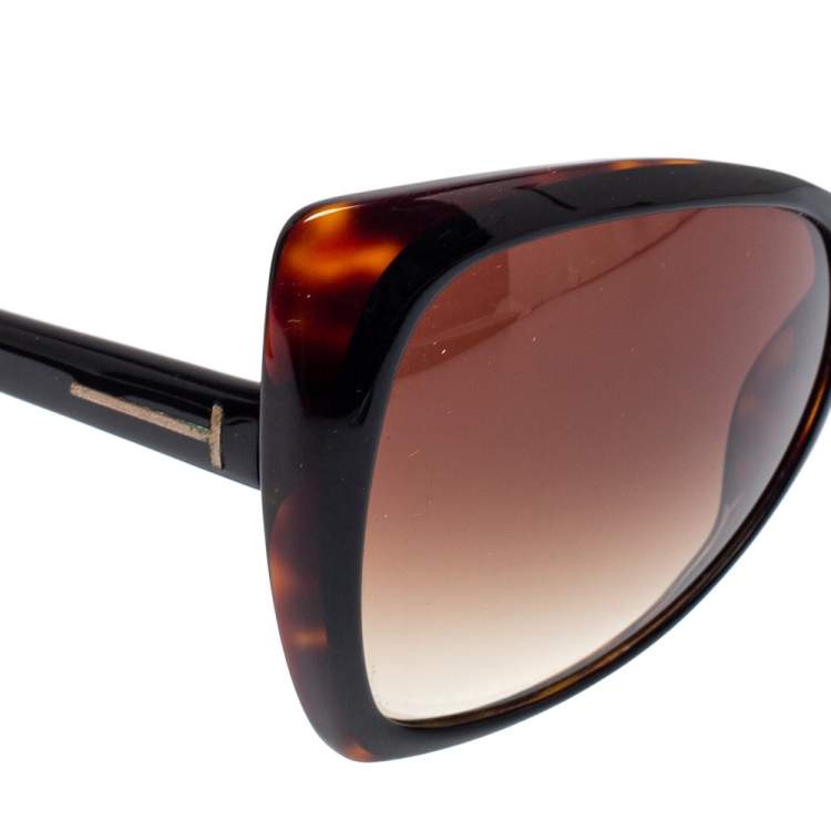 Pre Owned Tom Ford Dark Havana/ Brown Gradient TF175 Nico Oversized Sunglasses