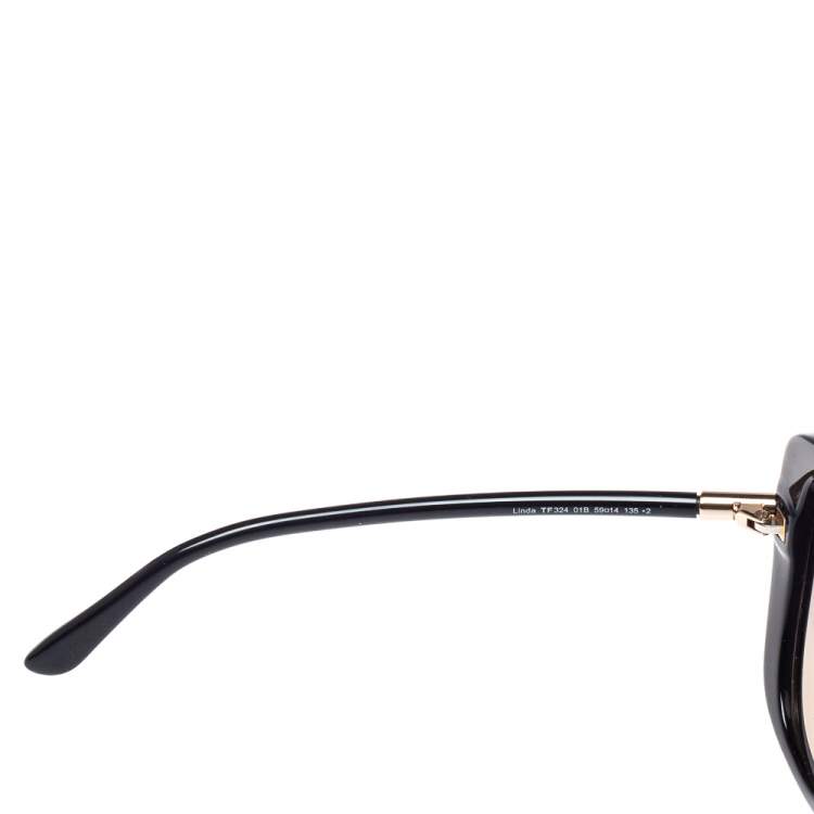 Pre Owned Tom Ford Black / Smoke & Ochre Gradient FT0324 Linda Butterfly Sunglasses