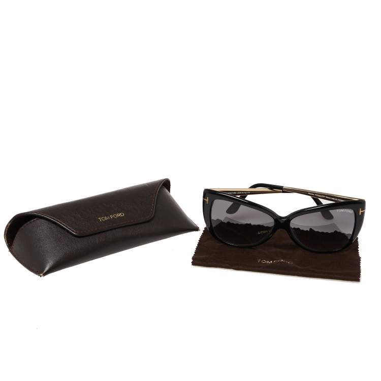 Pre Owned Tom Ford Black/ Smoke Gradient FT0512 Reveka Cat Eye Sunglasses