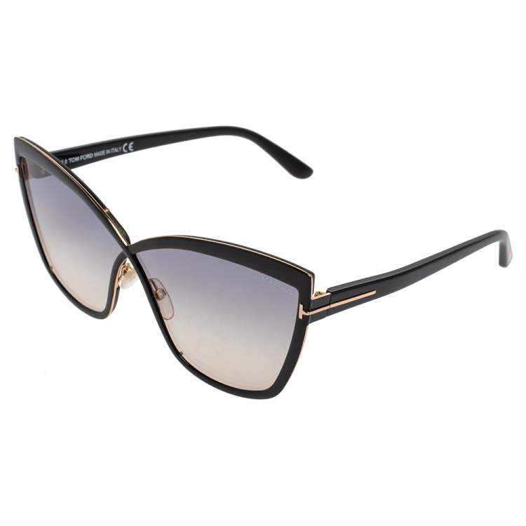 Pre Owned Tom Ford Black/Grey Sandrine TF715 Gradient Oversized Sunglasses