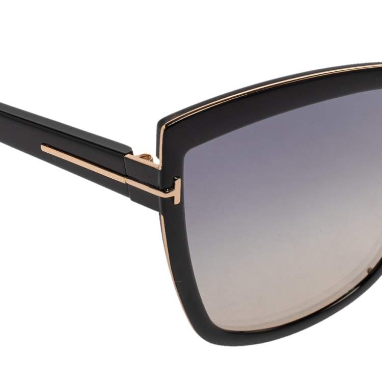 Pre Owned Tom Ford Black/Grey Sandrine TF715 Gradient Oversized Sunglasses