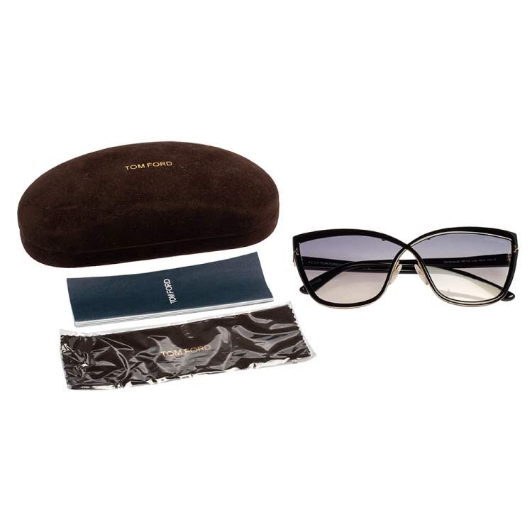 Pre Owned Tom Ford Black/Grey Sandrine TF715 Gradient Oversized Sunglasses