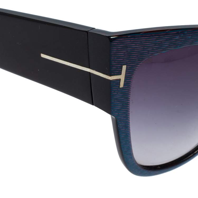 Pre Owned Tom Ford Iridescent Purple/ Blue Gradient Anoushka TF371 Cat Eye Sunglasses