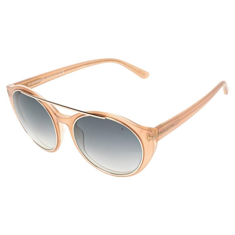 Pre Owned Tom Ford Peach/Grey Acetate Joan TF383 Gradient Sunglasses