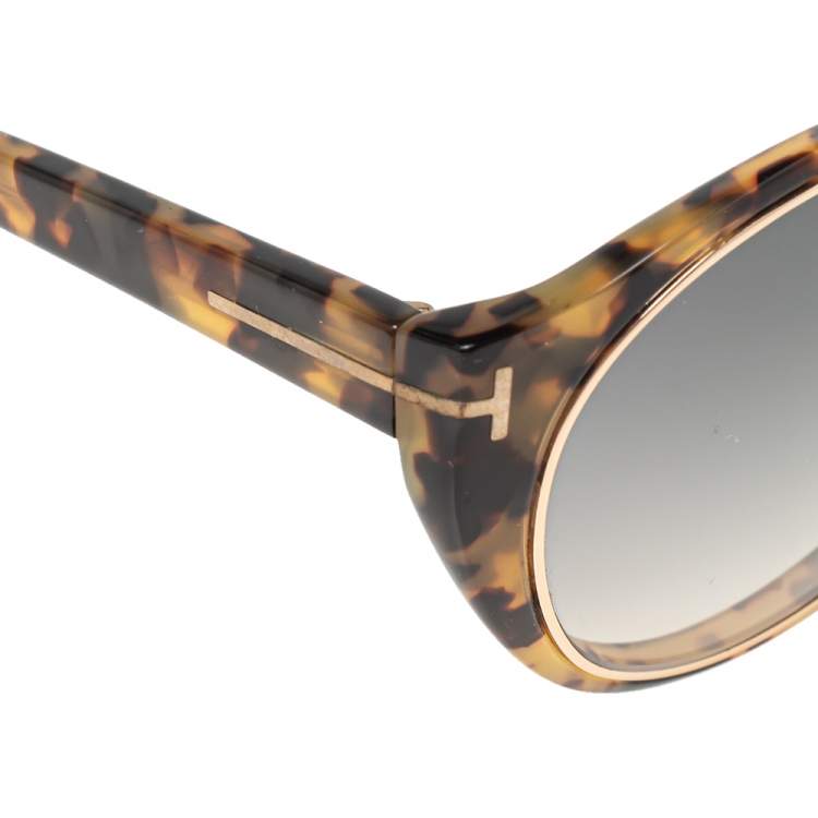 مملوكة مسبقًا Tom Ford Grey/Brown Tortoise Acetate Joan TF383 Gradient Sunglasses