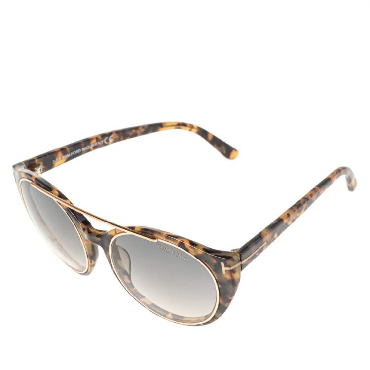 مملوكة مسبقًا Tom Ford Grey/Brown Tortoise Acetate Joan TF383 Gradient Sunglasses