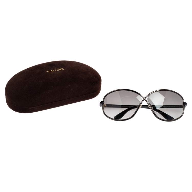 Pre Owned Tom Ford Black Acetate TF160 Brigitte Gradient Oval Sunglasses